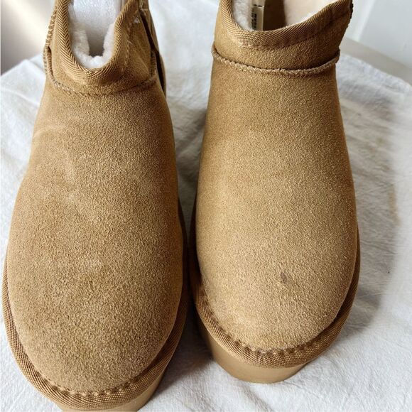 Cushionaire Hippy Women’s Suede Platform Ankle Boots Chestnut Size 8 New - Picture 7 of 9